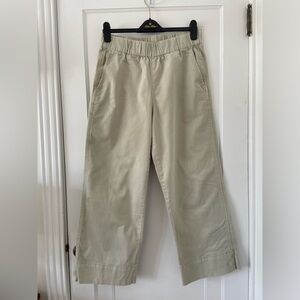 J. Crew garment dyed pull-on wide-leg chino pant in sage green, size medium